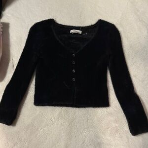 Black Fuzzy Women's Sweater